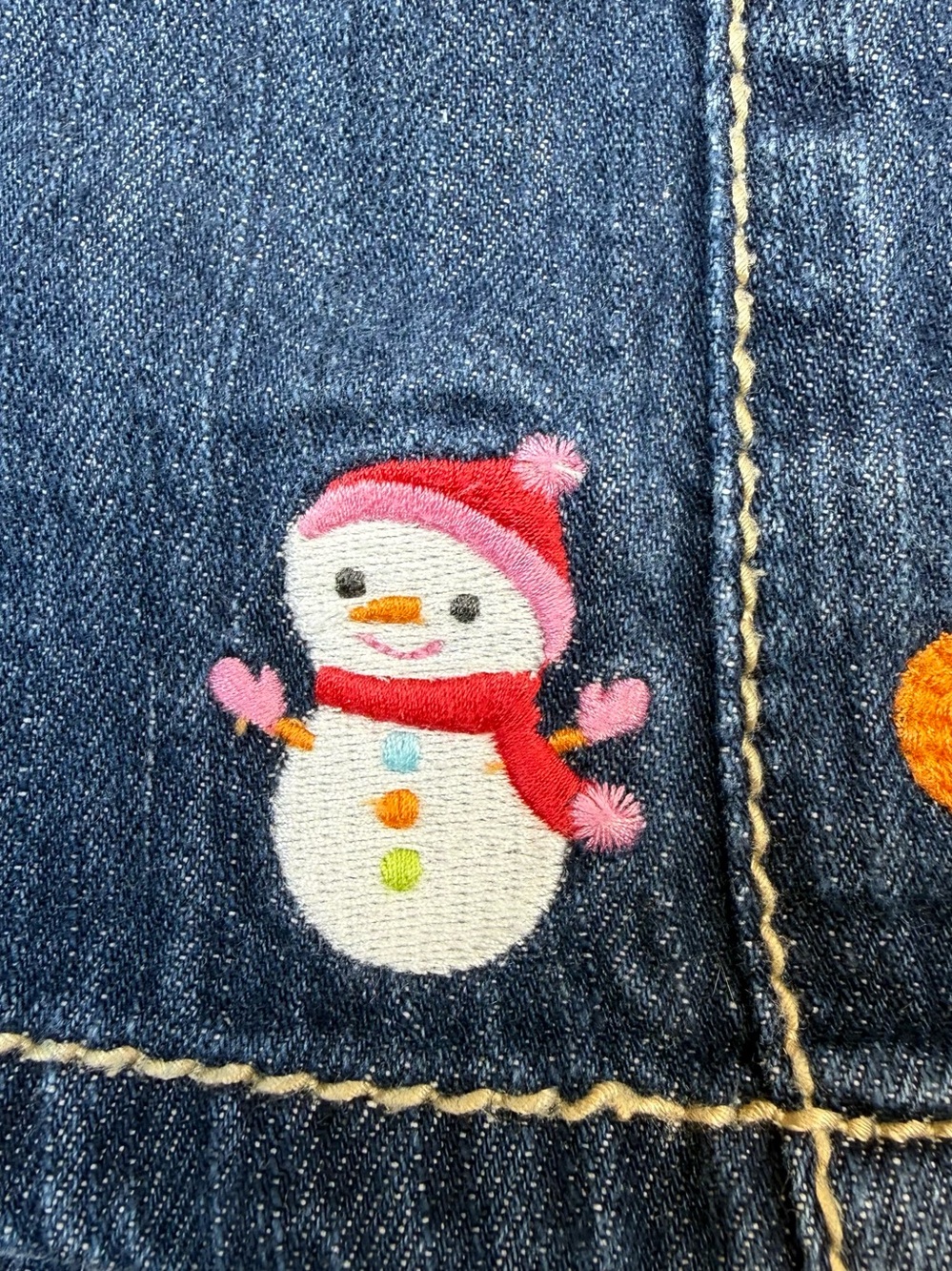 Gymboree Girls 2T Cozy Cutie Denim Skirt Snowman Embroidered Christmas Holiday - Picture 6 of 8